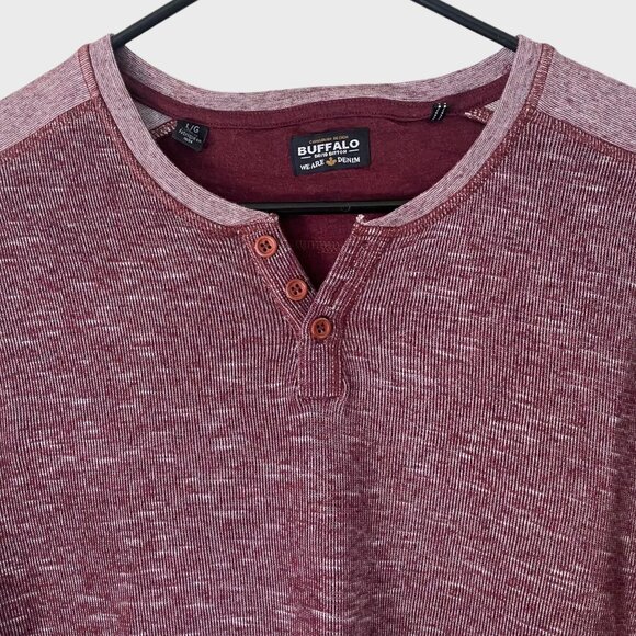 Buffalo David Bitton Katana Henley Shirt Men's Large Red Long-Sleeve Pullover - Picture 5 of 12